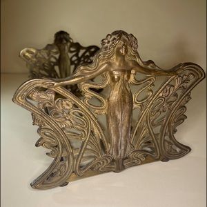 Beautiful Antique Art Nouveau female figure Brass Expanding Slide Bookend